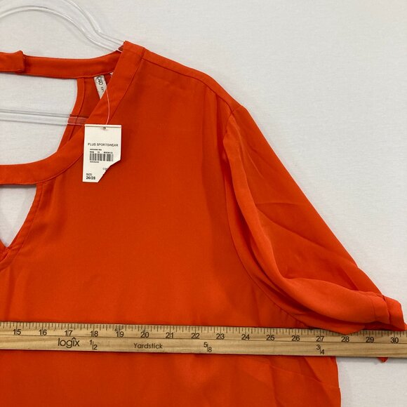New Cato Top size 26W/28W Red Keyhole Short Sleeve Blouse Office Career - Picture 6 of 10